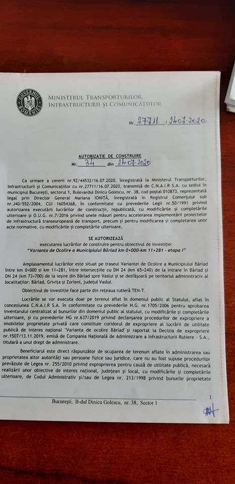 autorizatie constructie centura barlad
