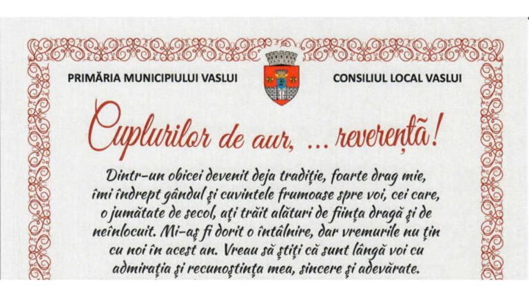 Primarul Vasile Pavăl: Reverență cuplurilor de aur