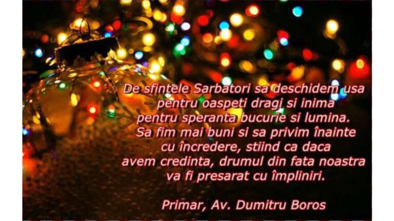 Urările de Crăciun ale d-lui av Dumitru Boroș, Primarul Municipiului Bârlad