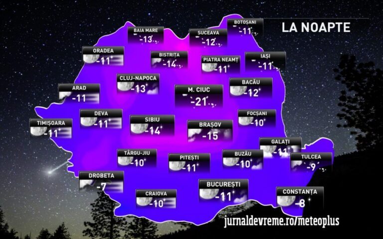 În această noapte, Vasluiul va avea temperaturi de până la -12 grade Celsius!