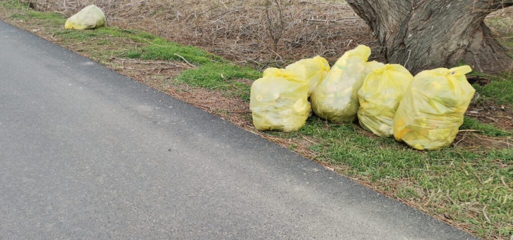 Revoltător! Zeci de saci de gunoaie, aruncați pe drumul spre groapa ecologica! 1 saci 1