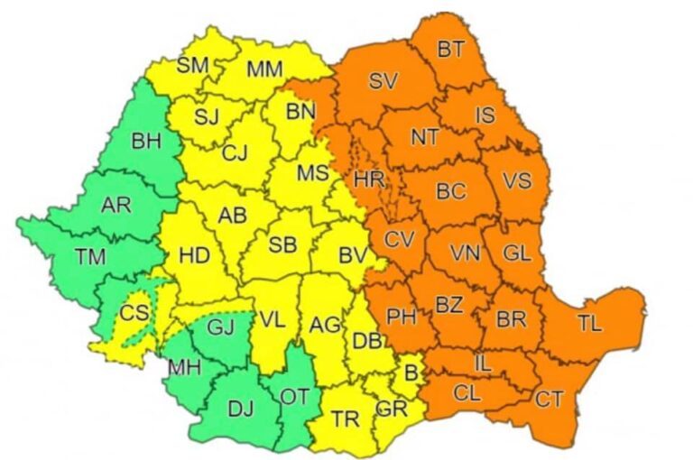 Până la ora 2.00 noaptea, județul Vaslui este sub COD PORTOCALIU de ploi! Ultimele date de la ANM!