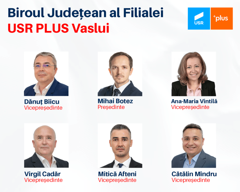 Deputatul Botez, reconfirmat în funcția de președinte USR-PLUS Vaslui! Prefectul Lăudatu nu este nici măcar vicepreședinte!