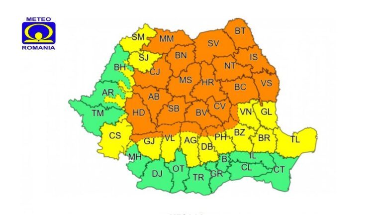 Județul Vaslui sub COD PORTOCALIU de ploi, până miercuri noaptea!