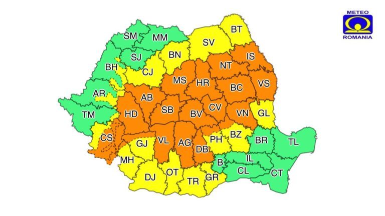 Județul Vaslui sub Cod Portocaliu de ploi abundente