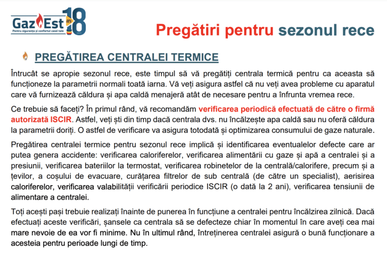 Pregătiri pentru sezonul rece