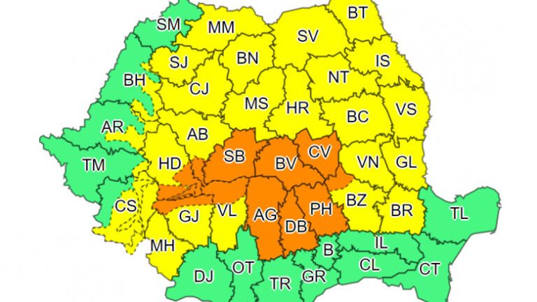 Județul Vaslui sub avertizare meteo Cod Galben de ploi și intensificări ale vântului