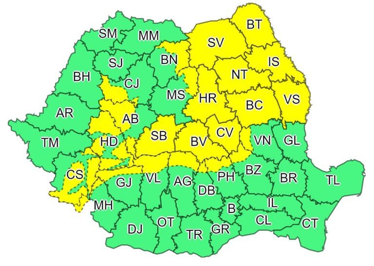 Cod Galben de vreme rea pentru județul Vaslui