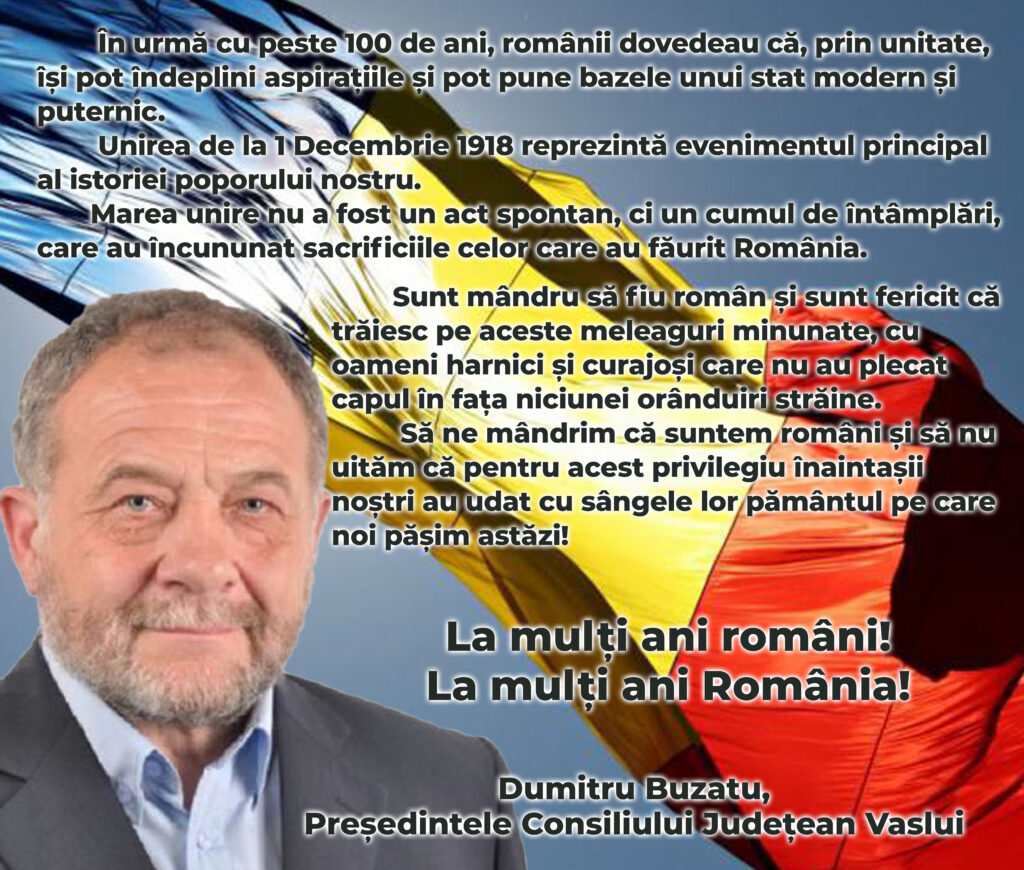Mesajul președintelui Consiliului Județean Vaslui 1 felicitare Buzatu