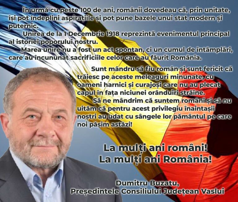 Mesajul președintelui Consiliului Județean Vaslui