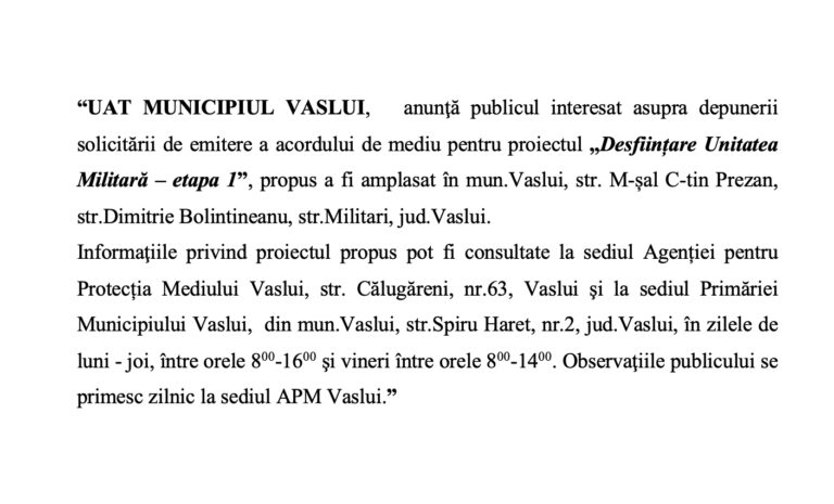 Anunț solicitare