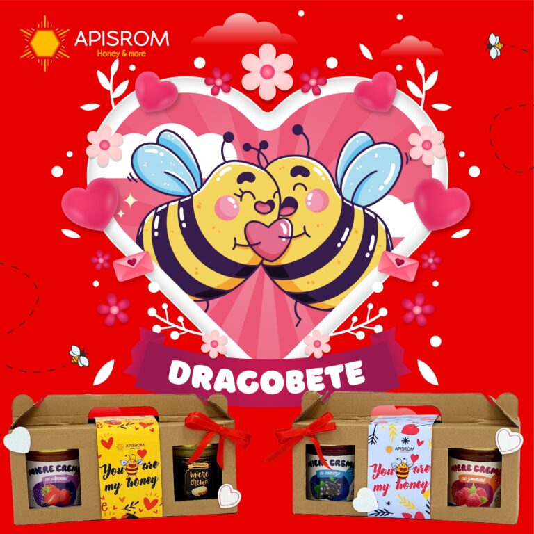 Idei de cadouri, pentru cei dragi, de Dragobete! Apisrom Vaslui propune un cadou cu trei sortimente de miere cremă, ambalate special!