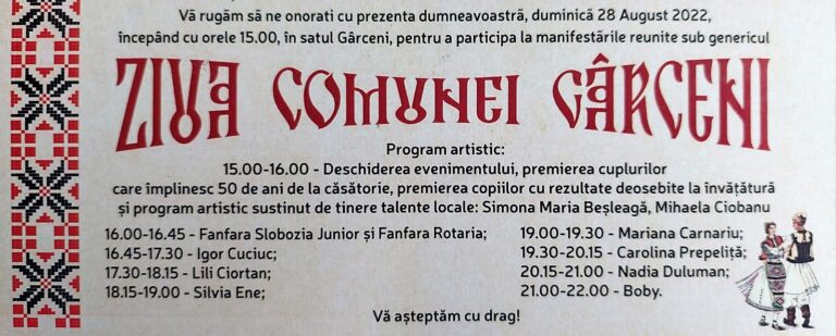 Duminică, toți vasluienii au mare PETRECERE mare la Gârceni! Este Ziua Comunei, vin să cânte Igor Cuciuc, din R.Moldova, Nadia Duluman și Silvia Ene!