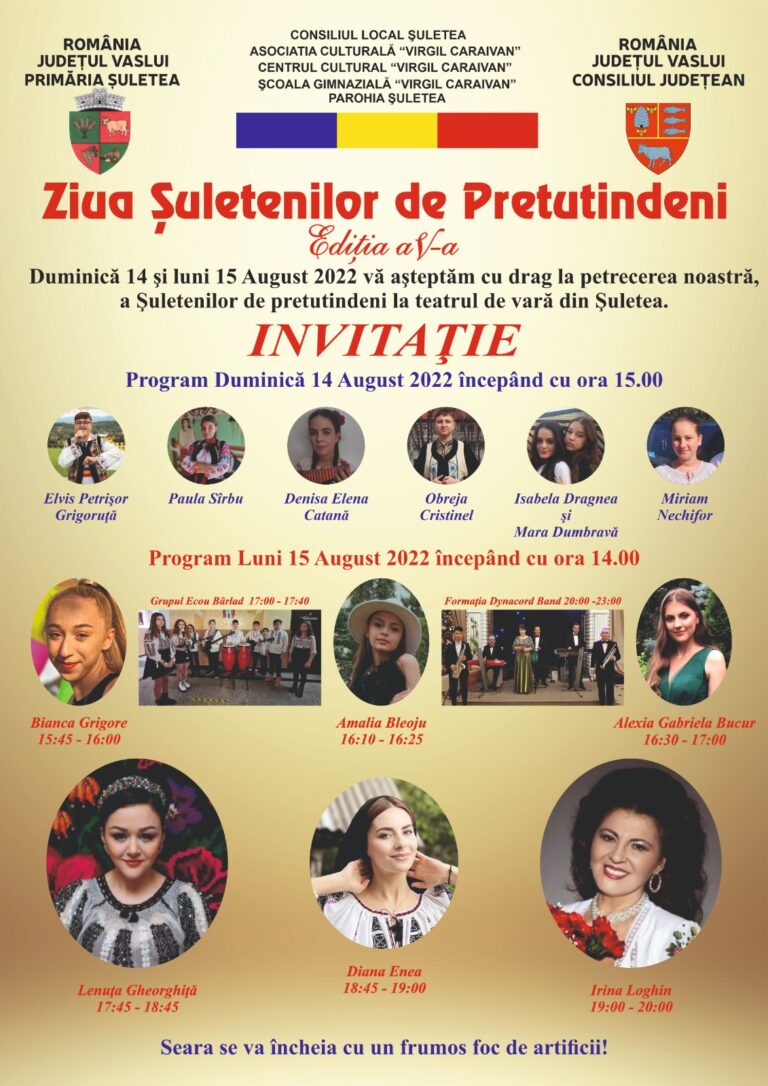 Irina Loghin vine, astăzi, la Zilele Șuletenilor de Pretutindeni! Este a doua zi de distracție și voie bună! Vasluieni, poftiți la Șuletea!