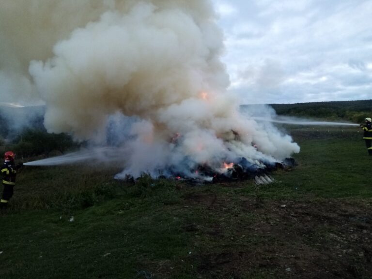 Incendiu violent în apropierea Vasluiului, patru ore s-au luptat pompierii cu flăcările! Câțiva copii s-au jucat cu focul!