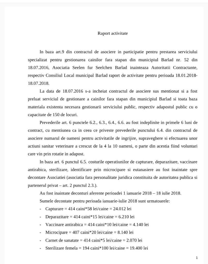 raport caini fara stapan barlad