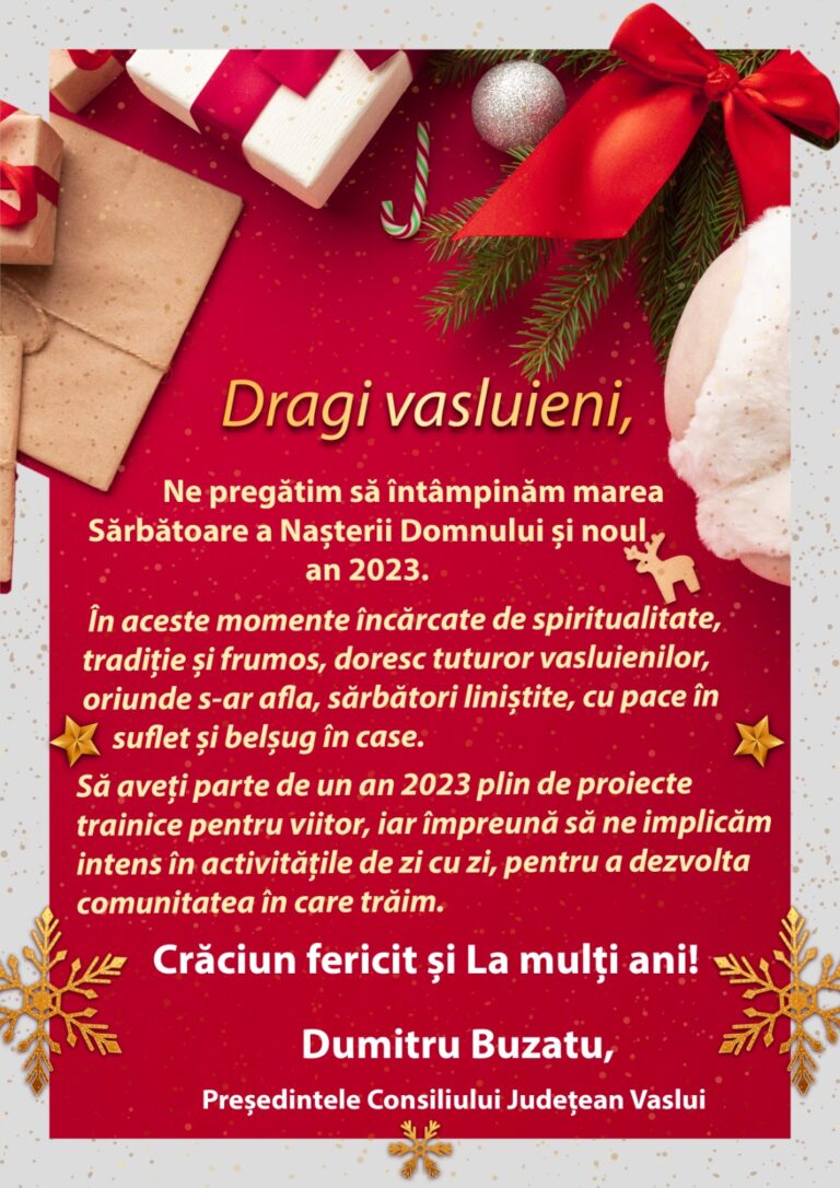 Mesaj Dumitru Buzatu, președintele Consiliul Județean Vaslui