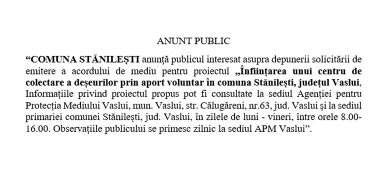 ANUNȚ PUBLIC