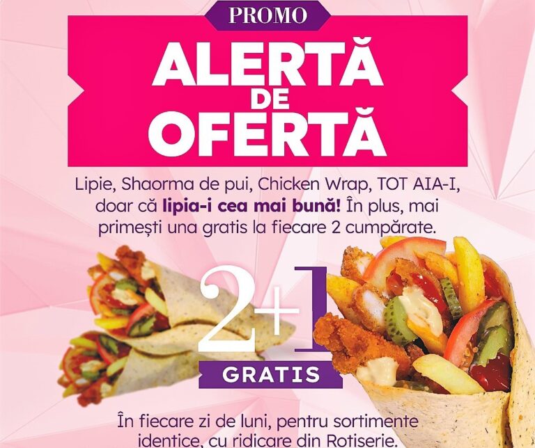 Luni, la Rotiseria Safir, din centrul Vasluiului, este promoția 2+1 la lipii! Ce mai aștepți?