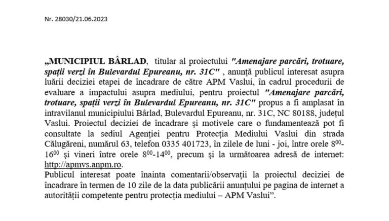 ANUNȚ ÎNCADRARE EPUREANU