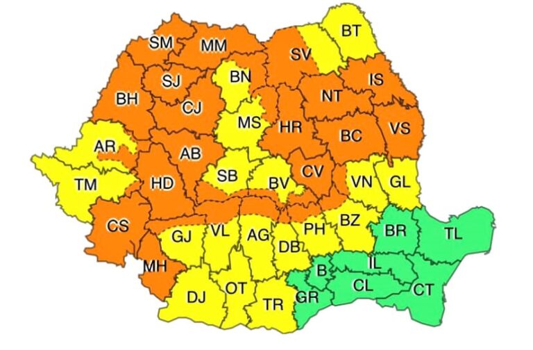 De la ora 14.00, județul Vaslui este sub COD PORTOCALIU de ploi torențiale