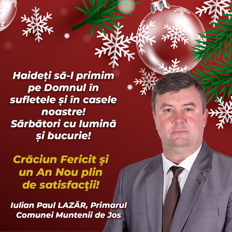 Mesaj Iulian Paul Lazăr, primar comuna Muntenii de Jos