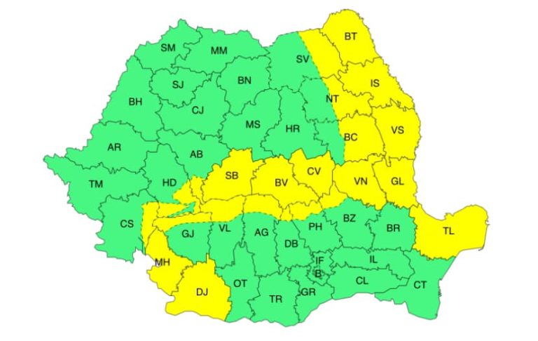 Județul Vaslui, COD GALBEN de vânt în următoarele două zile