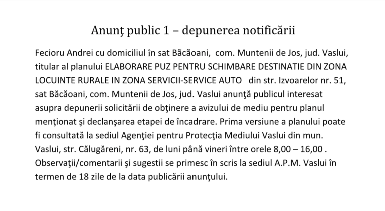 ANUNȚ PUBLIC 1