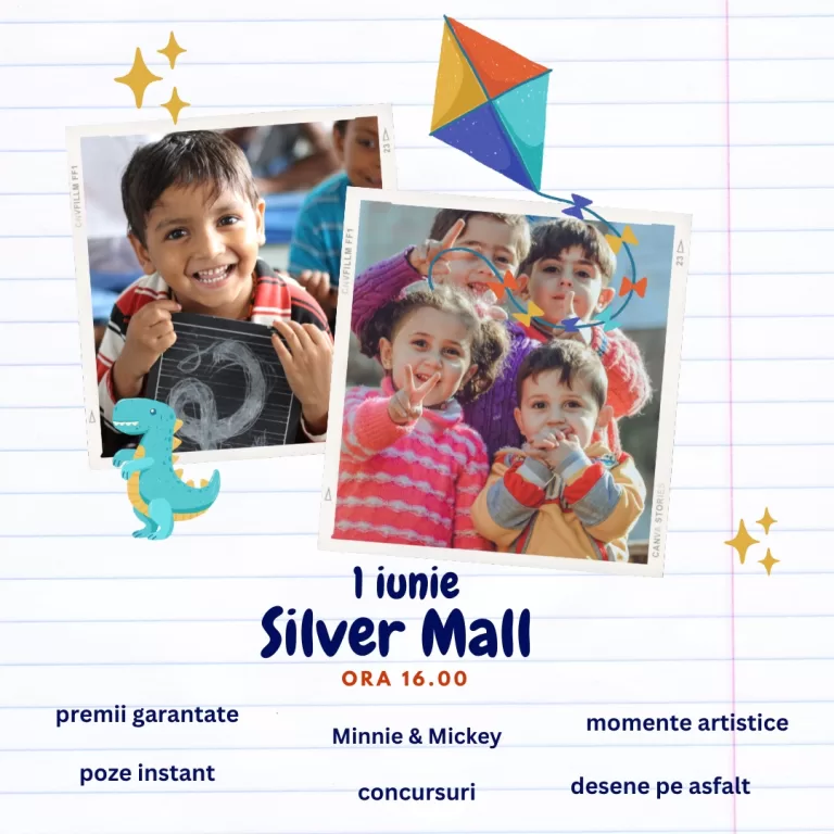 Copiii din Vaslui sunt așteptați la Silver Mall, pe 1 iunie! Mascote, desene pe asfalt, premii, momente artistice