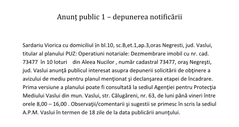 ANUNȚ PUBLIC 1