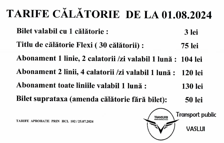 De la 1 august, transportul în comun va fi mai scump, la Vaslui. Noile prețuri 1 bilete vaslui 123 jpg