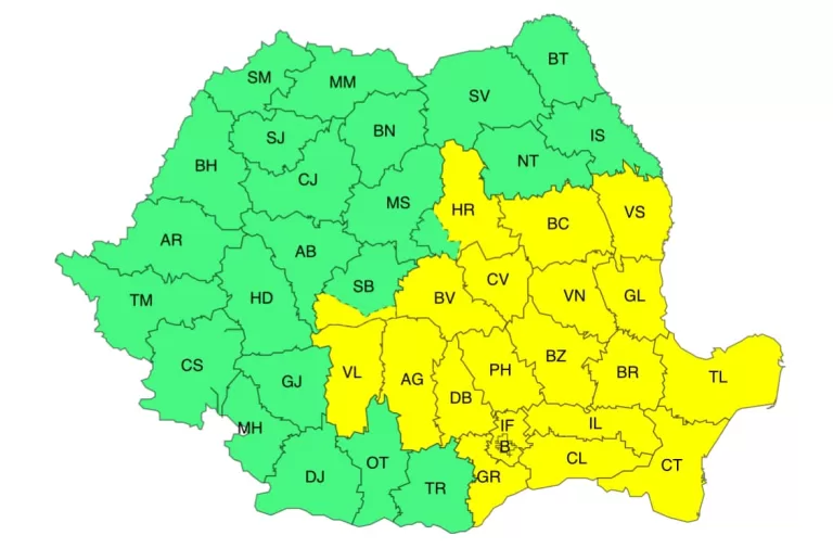 Județul Vaslui este sub Cod Galben de ploi, pe 12 septembrie