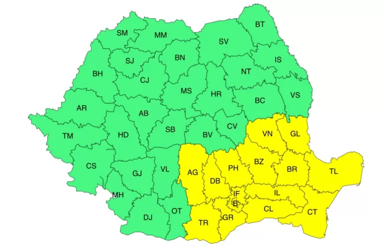 Ploile bat la granița județului Vaslui, joi noaptea. Cod Galben de ploi la Galați