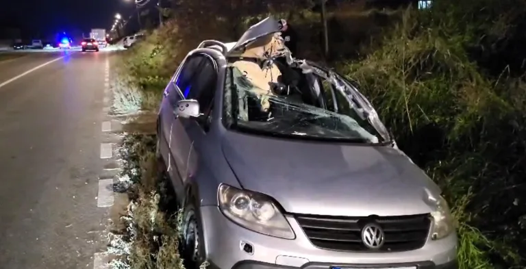 VIDEO O șoferiță a văzut moartea cu ochii, după un teribil accident rutier, la ieșirea din Vaslui spre Negrești