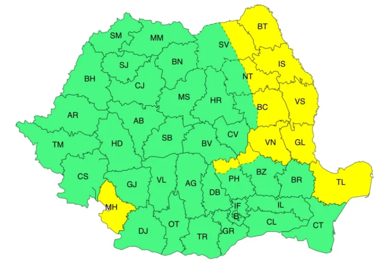 Cod Galben de vânt puternic pentru județul Vaslui