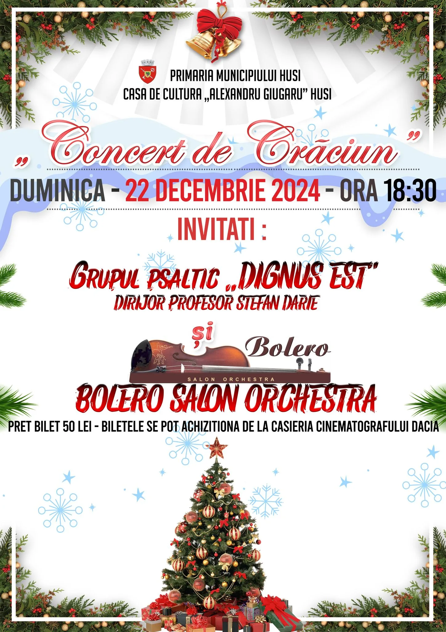 Concert de Colinde de Crăciun, la Huși. Evenimentul, pe 22 decembrie 1 concert de craciun huis 22 decembrie jpg