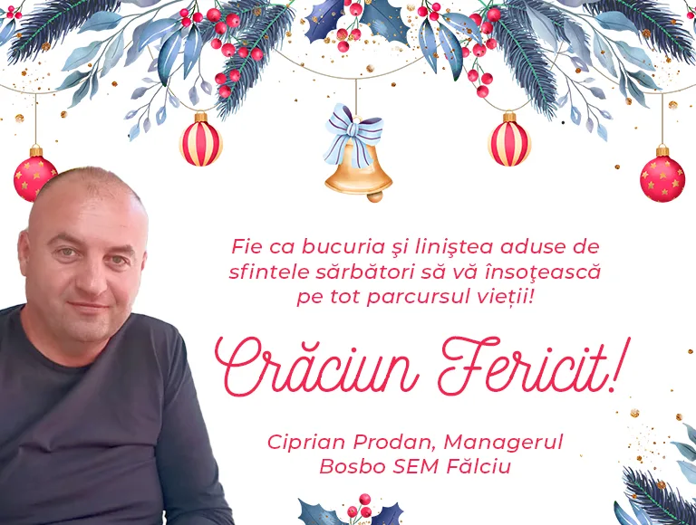 Mesajul de Crăciun al managerului Bosbo SEM Fălciu, Ciprian Prodan