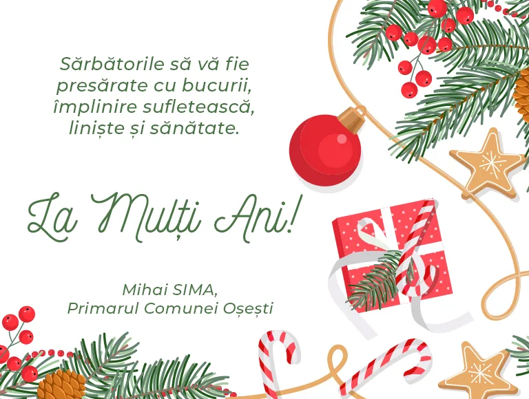Mesajul de Crăciun al primarului comunei Oșești, Mihai Sima
