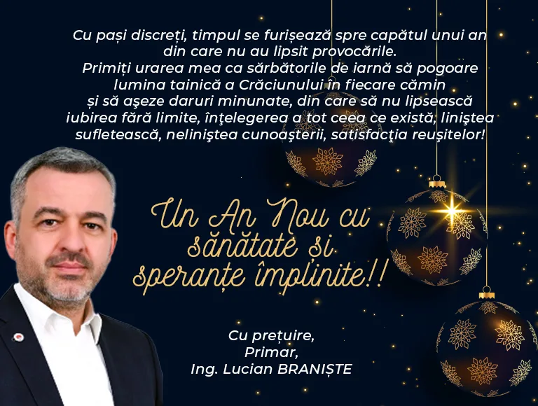 Mesajul de Crăciun al primarului municipiului Vaslui, Ing. Lucian Braniște