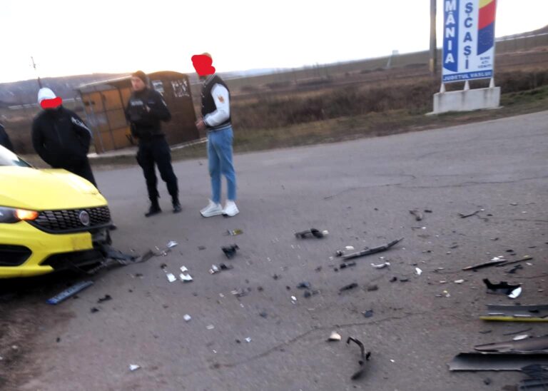 Ciocnire violentă, pe DN Vaslui-Bacău. A fost implicat un taximetru din Vaslui