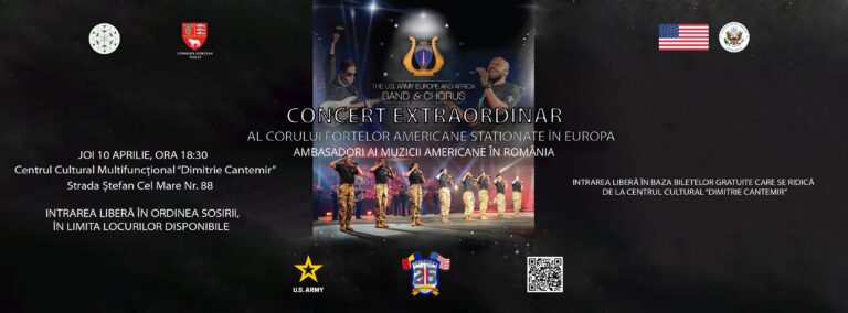 ÎN ACEASTĂ SEARĂ Concert extraordinar al Orchestrei și Corului Forțelor Terestre SUA în Europa, la Vaslui. Intrarea este liberă