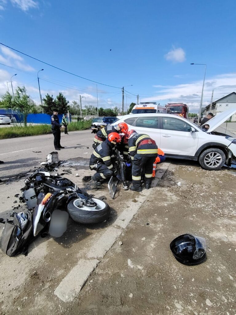 ISU VASLUI ACCIDENT MOTOCICLETĂ BÂRLAD Motociclistul de 46 de ani a ajuns la spital