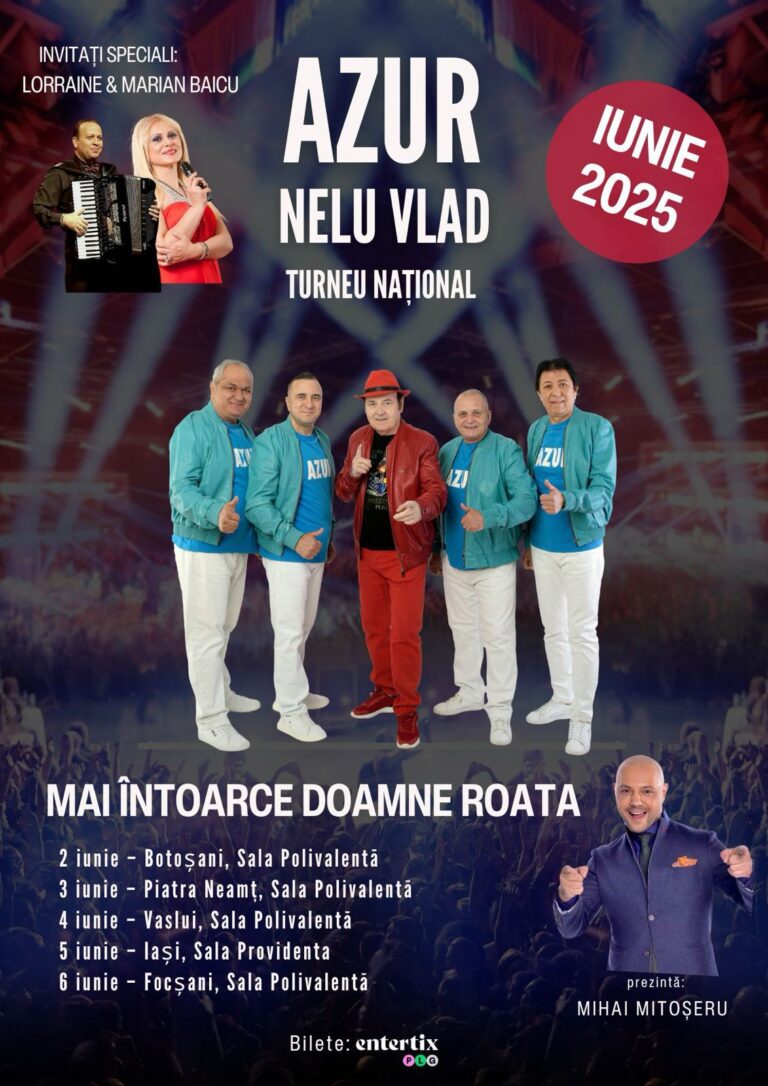 Concert AZUR la Vaslui, pe 4 iunie. Vasluienii sunt așteptați la Sala Polivalentă