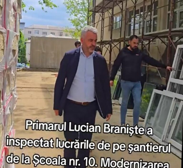 VIDEO Primarul Braniște a vizitat șantierul de la Școala 10, din cartierul 13 Decembrie