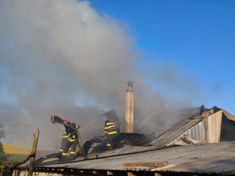 Incendiu la Boușori, Solești. O casă a fost distrusă de flăcări