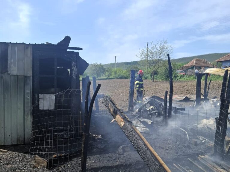 Incendiu la Poienești, două butelii au fost la un pas de explozie (VIDEO)
