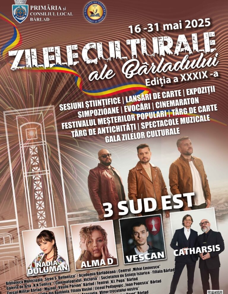 Centrul Civic al Bârladului va răsuna de muzică și voie bună, sâmbătă, 31 mai. Iată PROGRAMUL complet al zilei
