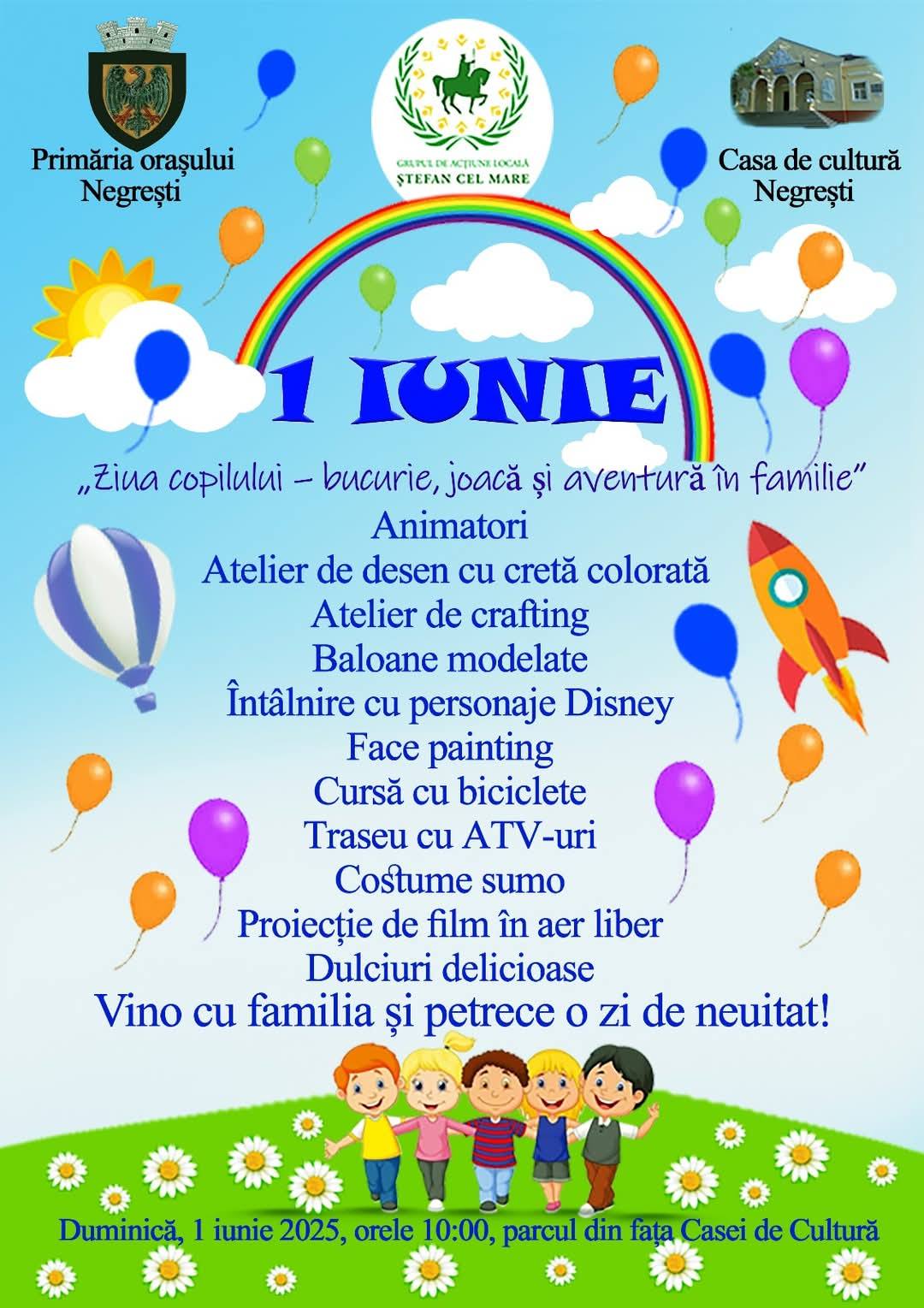 Copiii Negreștiului sunt așteptați în Parcul din fața Casei de Cultură, pe 1 iunie 1 1 iunie oras negresti