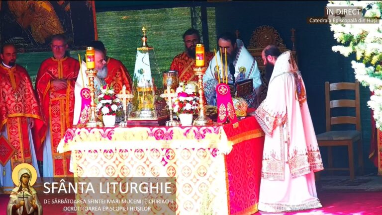 Este mare sărbătoare la Episcopia Hușilor. PS Ignatie: ”Să fim purtători de frumusețe spirituală, venită de la Hristos, așa cum este, prin moaștele ei, Sfânta Chiriachi”
