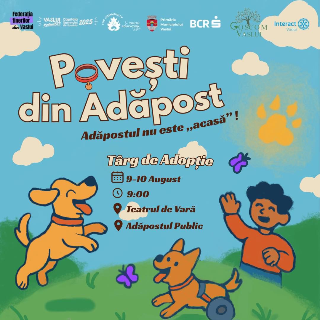 Sunteți pregătiți să adoptați un cățel? La Vaslui, sâmbătă și duminică, Târg de Adopții pentru cățeii fără stăpân 1 525558069 2476450789402711 3629161073185246050 n